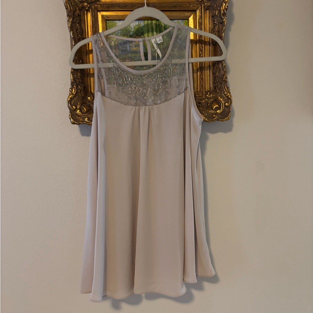 NWT LC Lauren Conrad Grey w/ Silver Embellished Tunic